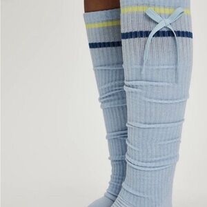 FP Movement by Free People Blue Knee-High Socks with Bow